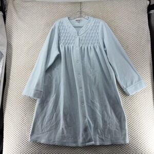 Miss Elaine Womens Blue Robe Floral Detail Cozy‎ Lounge Mumu Mrs Roper L